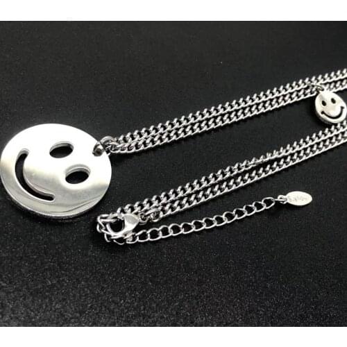 Smiley Necklace Male and Female Character Chain High Quality Pendant Necklace Girl Jewelry Fashion Silver Pendant Necklace