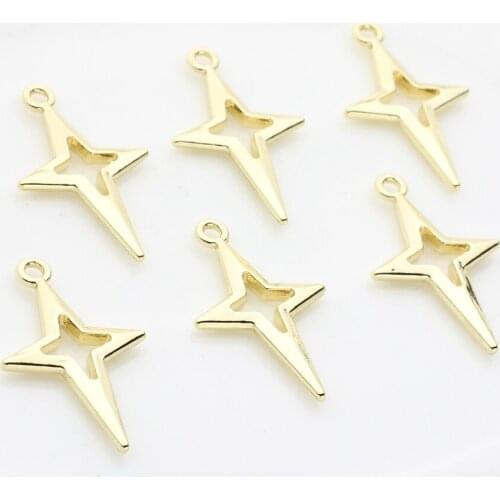 Alloy Earring Charms Golden Star 10pcs/lot 17*27mm for DIY Charms for Jewelry Making Bulk Wholesale Nickel Free