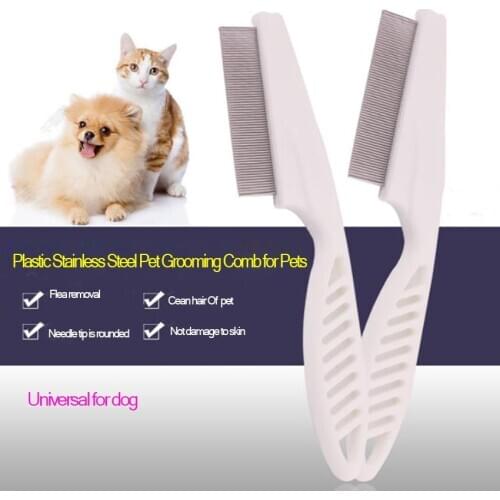 1Pc Stainless Steel Pet Care Grooming Comb for Dogs, Pet Cat Dog Removal Flea Pin Type Hair Comb Brush,Teddy Dogs Cleaning Tool
