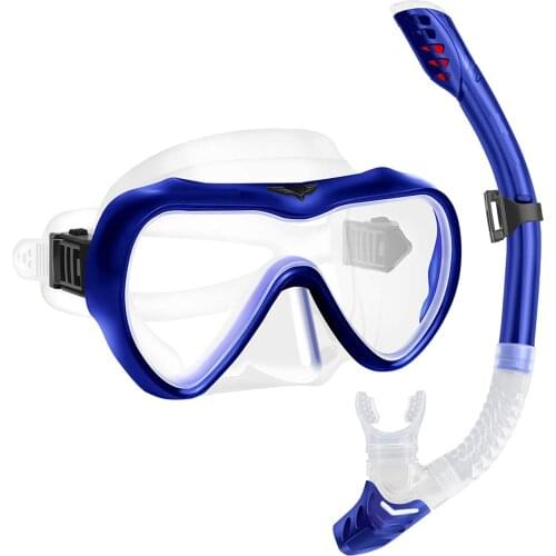 Snorkel Set for Women and Men, Swimming and Scuba Diving, Anti Leak Dry Top Snorkel Gear Panoramic Silicone Goggle No Leak