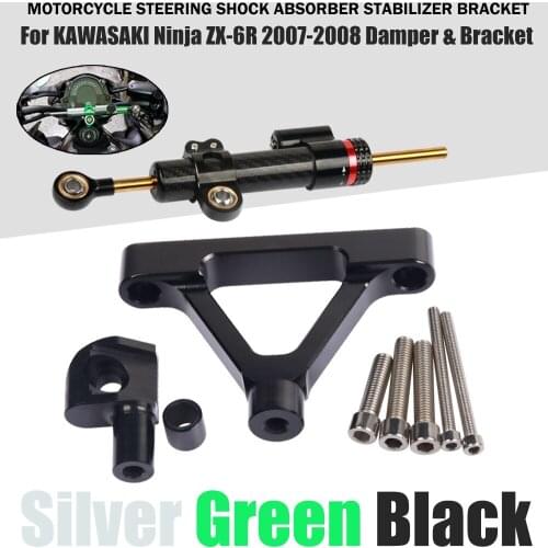 CNC Motorcycle Steering Stabilize Damper Bracket Mount Kit Safety Control Accessories For Kawasaki Ninja ZX-6R ZX6R 2007-2008