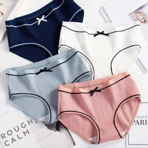 New Women Bowknot Seamless Cotton Panties Invisible Underwear Low Waist Breathable Briefs Ladies Underpants Lingerie Dropshiping