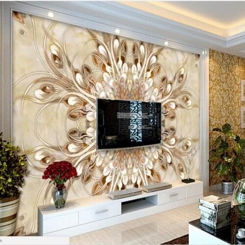 Wellyu Customized large frescoes Beautiful European pattern stone European TV background wall wallpaper papel de parede