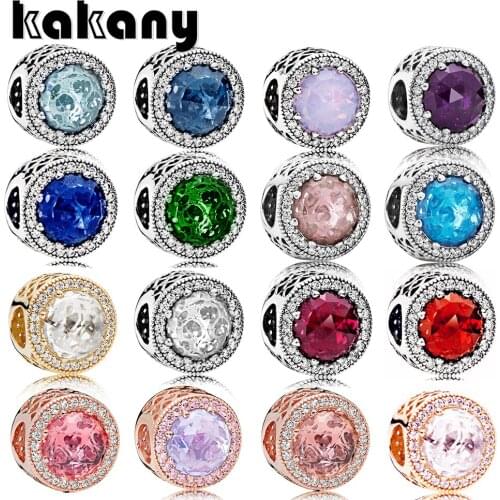 925 Sterling Silver Large Gem Beaded Multicolor Selection Suitable For Style Charm Bracelets Original DIY Jewelry
