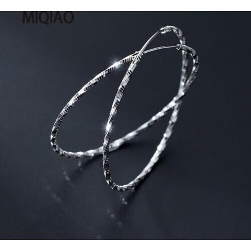 MIQIAO 925 Sterling Silver Round Earrings Fashion Jewelry Female Big Ring For Women Femininity Round Summer Accessories Simple