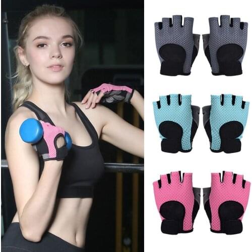 Women Fitness Half Finger Thin Gloves Breathable Mesh Training Gym Weightlifting Yoga Anti Slip Padded Sports Mittens