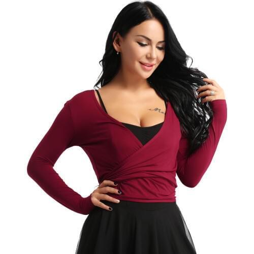 Women Long Sleeve Latin Ballet Dress Shrug Short Jacket Gymnastics Workout Cover-Ups Open Front Tie Wrap Tops Cardigan Dancewear
