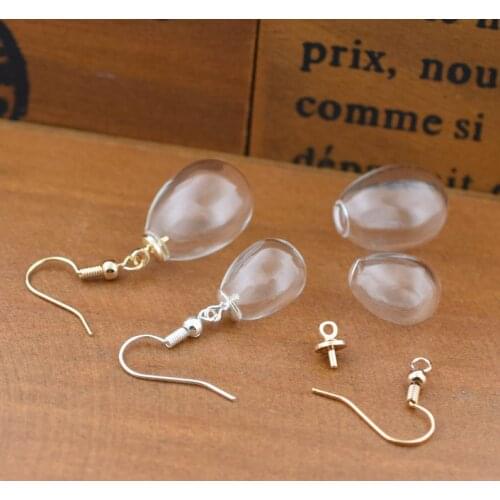 2pairs Mini water drop glass globe with earrings set ear stud Ear Wire women earrings Diy Jewelry Finding
