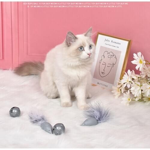 2pcs Cat Toys False Mouse Pet Cat Toys Mini Funny Playing Toys Bell Ball for Kitten Cats With Feather Plush Mini Mouse Toys