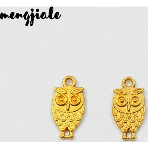24pcs/lot gold color owl Alloy charms pendant fit necklace bracelet diy Pendants for jewelry making 18*10mm