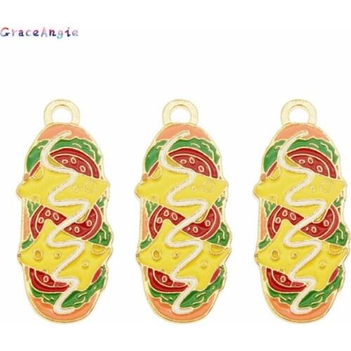 4pcs Enamel Alloy Pendant Food Bread Shape Charms Jewelry gift DIY Fashion Women Necklace bracelet Earrings Accessories13*32mm
