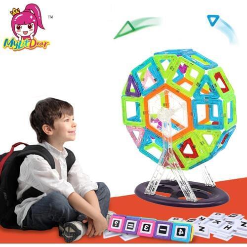 46pcs Big Size Magnetic Building Blocks Ferris Wheel Brick Designer Enlighten Bricks Magnetic Toys For Childrens Birthday Gift