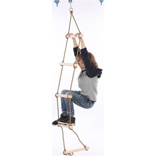 5 Wooden Rungs PE Rope Ladder Children Climbing Toy Kids Sport Rope Swing Safe Fitness Toys Equipment Outdoor Garden
