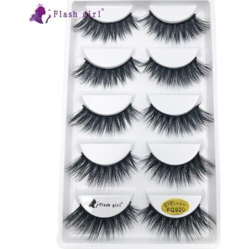 5 Pairs 3D Mink Hair False Eyelashes 5 Styles Handmade Fluffy Natural Soft Lashes Wispy Eye Makeup Tools Fake Eyelash