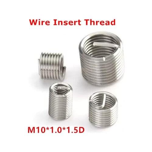 50pcs M10*1.0*1.5D Wire Thread Insert , M10 Screw Bushing , stainless steel Wire Screw Sleeve Thread Repair