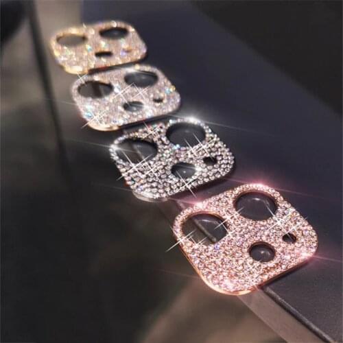 Diamond Camera Lens Protector Case for Iphone 12 Mini 11 Pro XS Max Shiny Rhinestone Glitter Metal Full Screen Protective Film