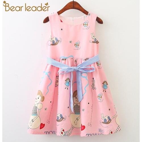 Bear Leader Girls Dress Summer European and American Style ShortSleeve Children Flower Pattern Princess Dress Girls Dresses 3-8Y