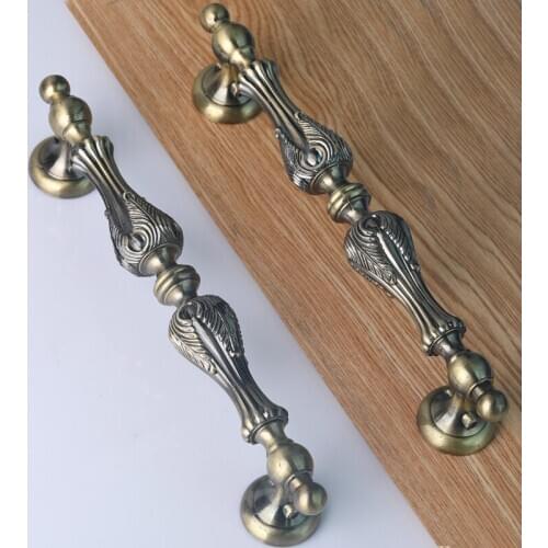 Free Shipping 2pcs European Wood Door Bronze Craved Handle Villa yard Glass Gate Zinc Alloy salon hall Furniture Pull 290 430mm