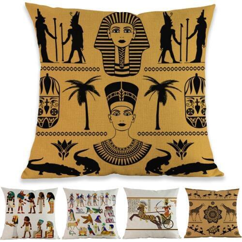 Ancient Egypt Character Egyptian Pharaohs Cleopatra Ramesses II Throw Pillow Case Home Room Sofa Car Decorative Cushion Cover