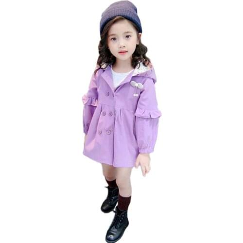 Girls Trench Jackets For Baby Clothes Children Clothing Girl Cardigan Trench Coats New Autumn Kids Hooded Jacket Baby Outerwear