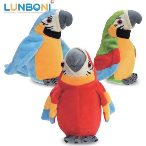 Electric Talking Parrot Plush Toy Cute Speaking Record Repeats Waving Wings Electroni Bird Stuffed Plush Toy Kids Birthday Gift