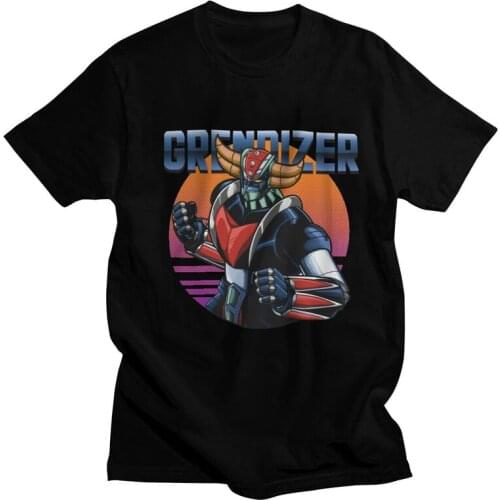 UFO Robot Grendizer Retro T Shirt for Men Cotton Print T-shirts Graphic Tshirt Short Sleeve UFO Robot Goldrake Tee Top Gift