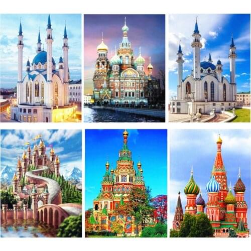 Building Castle DIY Diamond Painting religious church diamond Embroidery 5d mosaic Diamond cross stitch Islam religion decor
