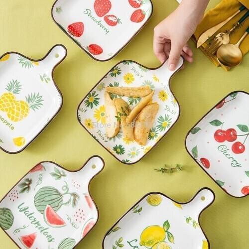 Japanese-style ceramic single-handle bakeware tableware small fresh lemon cartoon tableware household dish plate