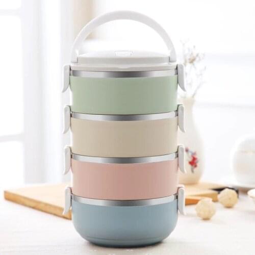 Gradient 2/3/4 Layers Thermal Microwave bento Lunch Boxes Portable Food Container 304 Stainless Steel home office Picnic