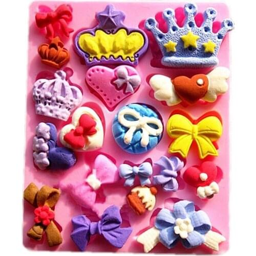 Crown Bow Tie Heart Silicone Fondant Cake Mold Cupcake Candy Chocolate cake Decoration Baking Tool Moulds Home Kitchen Tool