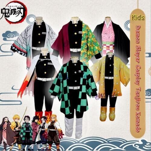 Anime Kids Demon Slayer Kimetsu no Yaiba Tanjirou Kamado Nezuko Tsuyuri Kanawo Cosplay Costume Kimono Uniform Child Clothes Set