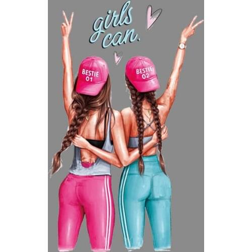 Cool Girls Patch Transfer Vinyl Tops Appliqued Heat Transfer Diy Fashion Badges Heat Print For Sister Shirt