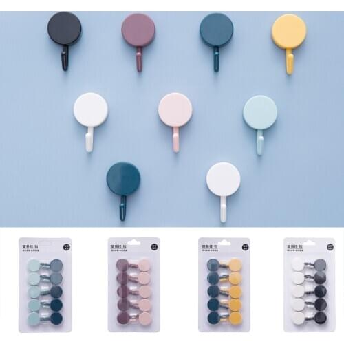 Hook Sticky Hook Creative Bathroom Strong Nail-free Wall Seamless Paste Magic Double-sided Adhesive Hook-10pcs
