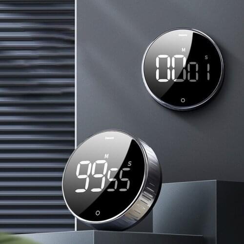 Baseus Kitchen Timer Magnetic Digital Timer Manual Countdown Alarm Clock Mechanical Cooking Timer Study Stopwatch Alarm Clock