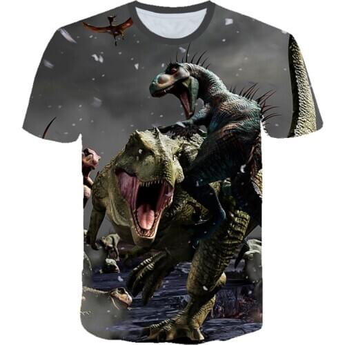 BOYS Summer Brand Children Boys Cartoon Snow Mountain Dinosaur 3D Print T-shirt Tops Shirts Tee Summer Boy Short Sleeve Clothing