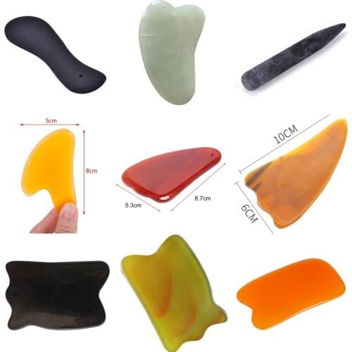 NEWNatural Aventurine Jade Stone Scraper Massage For Face Chin Guasha Massager Acupuncture SPA Therapy Fish Shape Gua Sha Borad