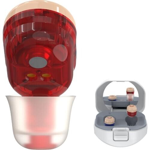 Mini Hearing Aids Rechargeable Inner Ear Type Hearing Device Sound Amplifier Stable Transmission Noise Reduction with Box
