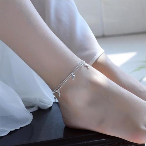 Trendy Lady Double Layer Dolphin Bracelets For Women Jewelry Fashion Silver 925 Anklet Girls Party Accessories Hot Bracelets