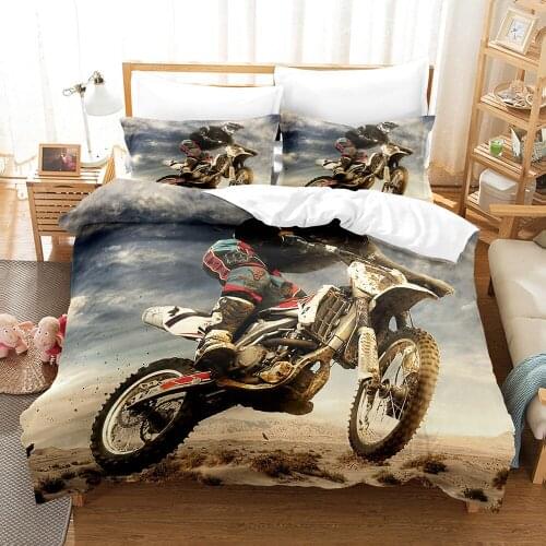 Motorcycle Bedding Set Cross Country 3d Duvet Cover Set Comforter Bed Linen Twin Queen King Single Size Fashion Luxury Cool Car
