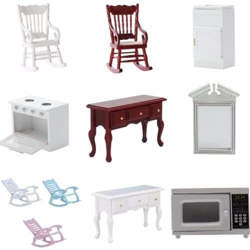 Mini Wooden toys Dollhouse Furniture Accessories Bedroom Tableware Kitchen Cookware Set For Doll Girl Childrens Toy