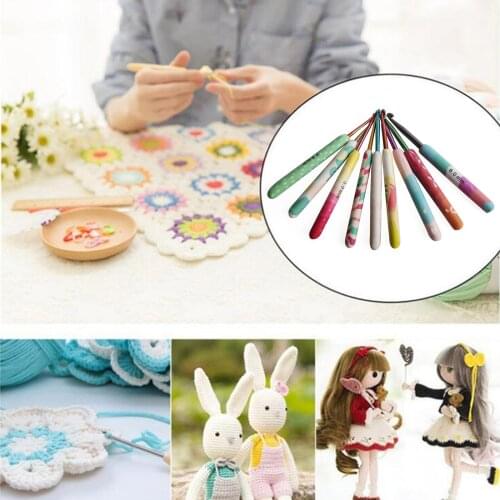 Crochet Hooks Set 9Pcs Aluminum Handle Knitting Needles Crocheting 2-6mm Yarn Craft Knitting Needles for Beginners Women