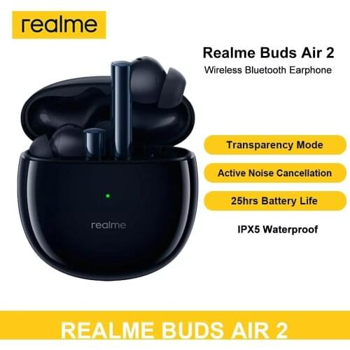 Realme Buds Air 2 ANC Wireless Earphone 88ms Super Low Latency 25h Playback Game Music Sports Bluetooth Headphones Hi-Fi Headset