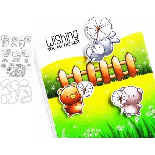 2021 New Dandelion Animal Wishing Letters Cutting Dies and Stamps Scrapbooking Craft Stencil Seal Sheet Decor Embossing Template