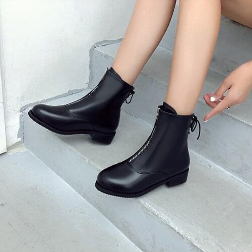 Solid Ankle Boots for Women Casual Elegant Short Boots Waterproof Black White Apricot Womens Ankle Boots Party Shoes Large Size
