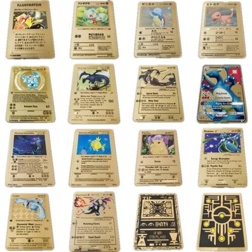 Hot Game Anime Battle Pokemon Kaarten Gold Metal Gx Ex Kaart Charizard Pikachu Collectie Kaart Action Figure Model Kind Speelgoe