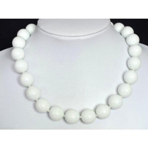 Selling Jewelry>>10mm White Porcelain Gem stone Necklace Round Necklace Beads 18 inch