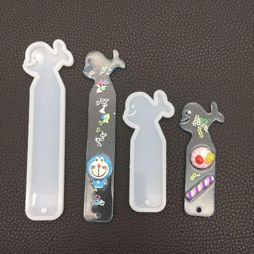 NOT AS LONG DIY Crystal Epoxy Mirror Blank Goldfish Bookmark Mold Transparent Silicone Resin Mold Creative Handmade Jewelry Gift