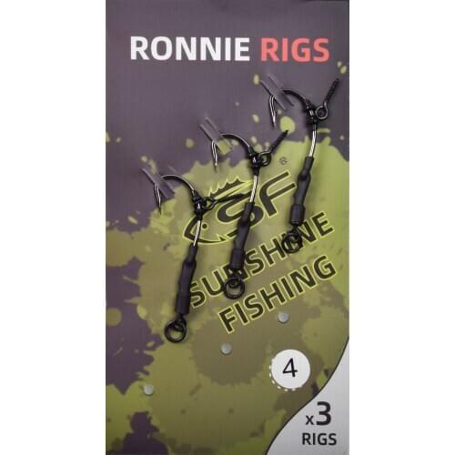 SF Carp Fishing Ready Tied Ronnie Rig Spinner Rig with 12mm Boilie Screw Ring Swivel Barbed Barbless Hook #4 #6 #8 3Pcs/Pack