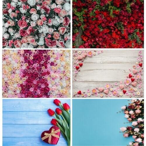 SHENGYONGBAO Art Fabric Valentines Day Photography Backdrops Wooden Flower Party Backgrounds Birthday Backdrop 201214QMH-01