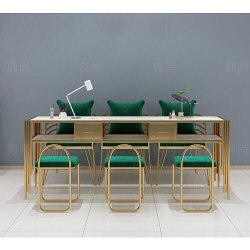 Light luxury manicure table and chair suit, iron manicure table, worktable, single person, double person, three person, special